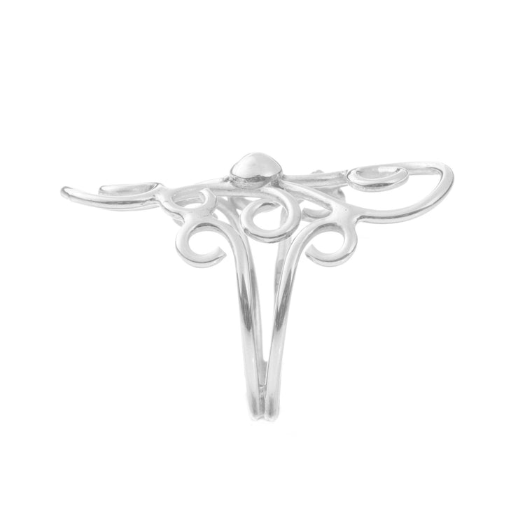 Anillo curvas barrocas de plata de plata mexicana