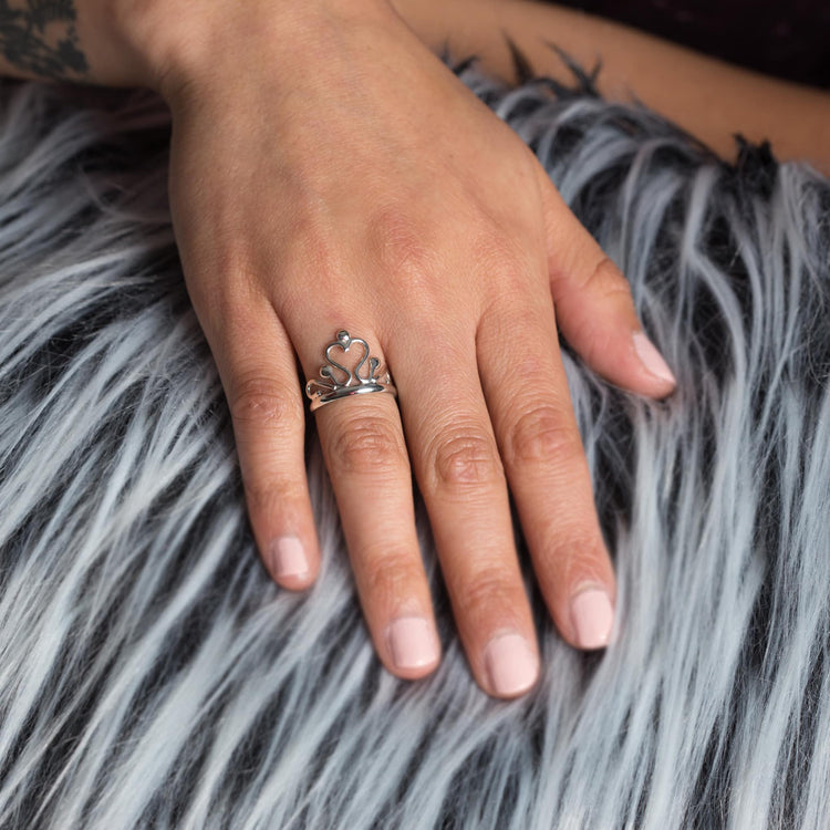 Anillo corona de princesa de plata de plata mexicana