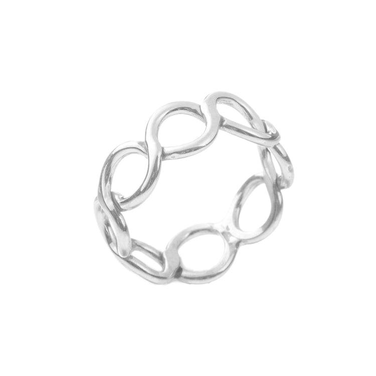 Anillo circulos continuos de plata de plata mexicana
