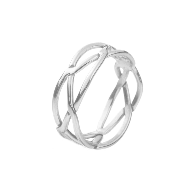 Anillo trenzado de plata de plata mexicana