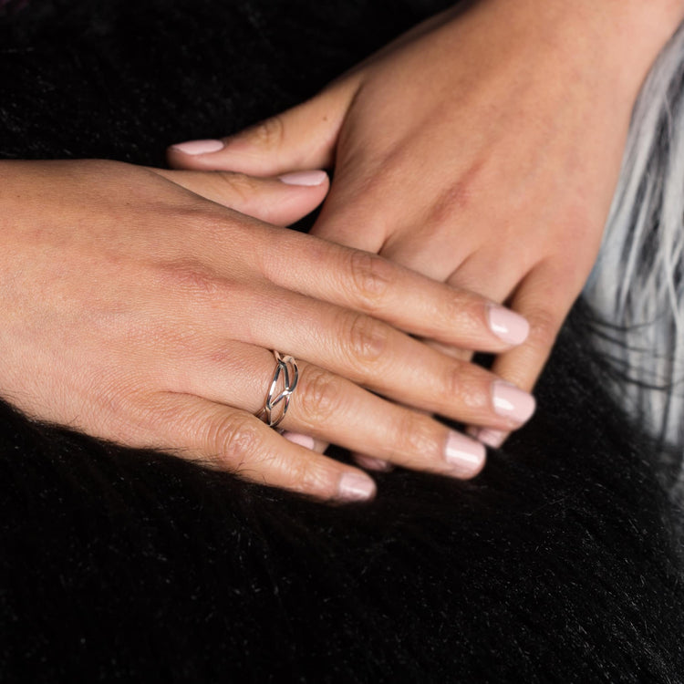 Anillo trenzado de plata de plata mexicana
