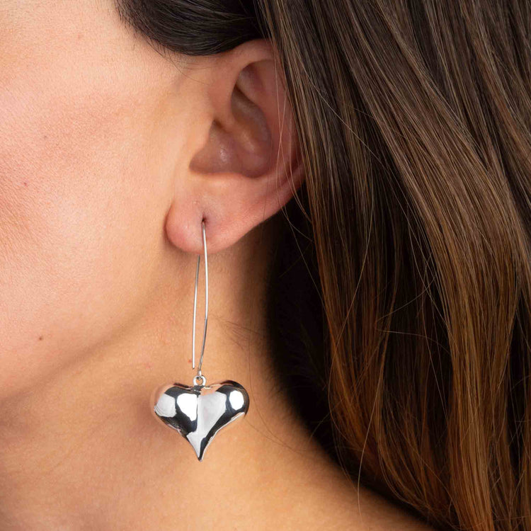 Heart Bslloon Silver Earrings