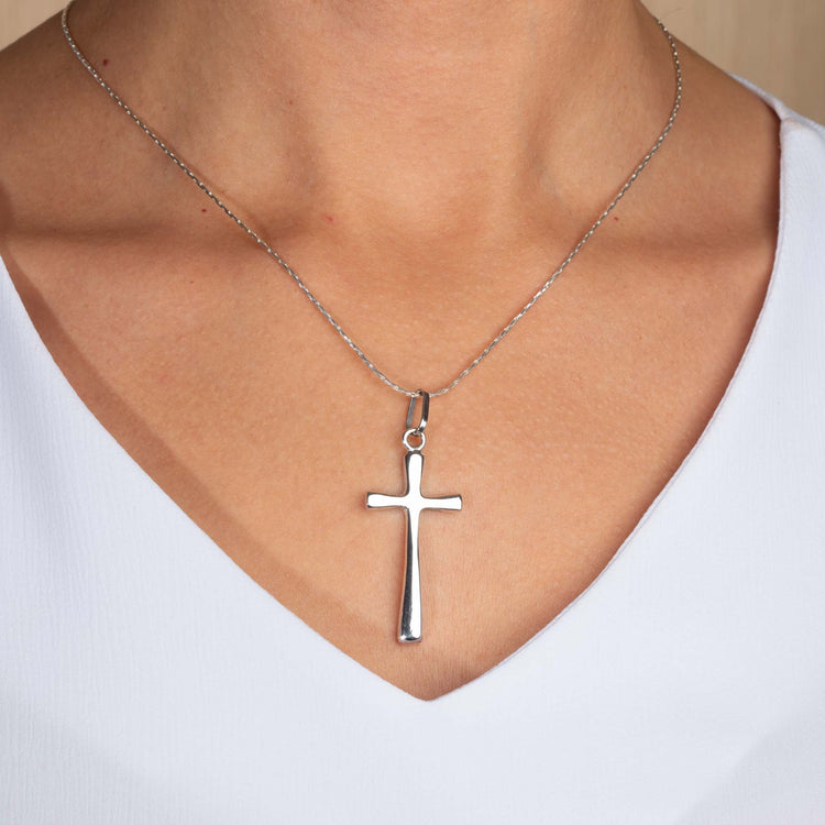 Dije cruz bombeada de plata de plata mexicana