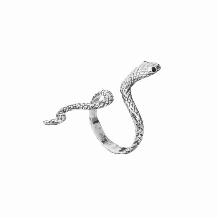 Anillo serpiente vertical de plata de plata mexicana