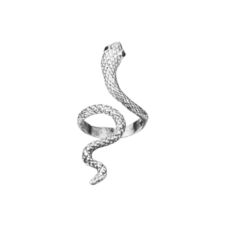 Anillo serpiente vertical de plata de plata mexicana