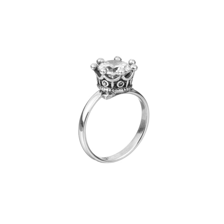 Anillo corona con zirconia de plata de plata mexicana