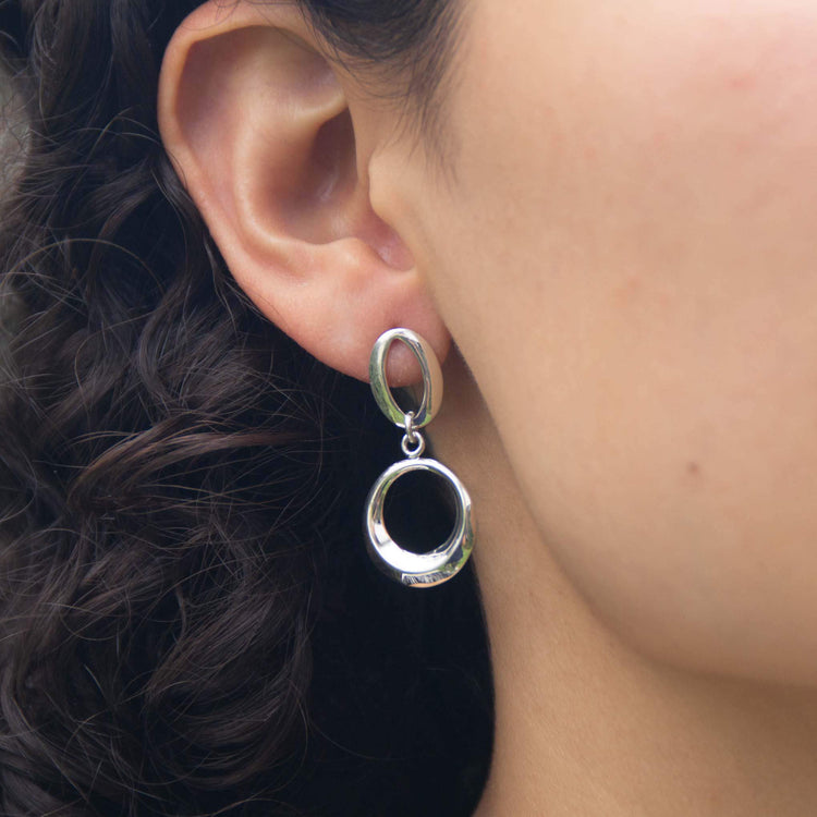 Aretes circulos colgantes de plata de plata mexicana