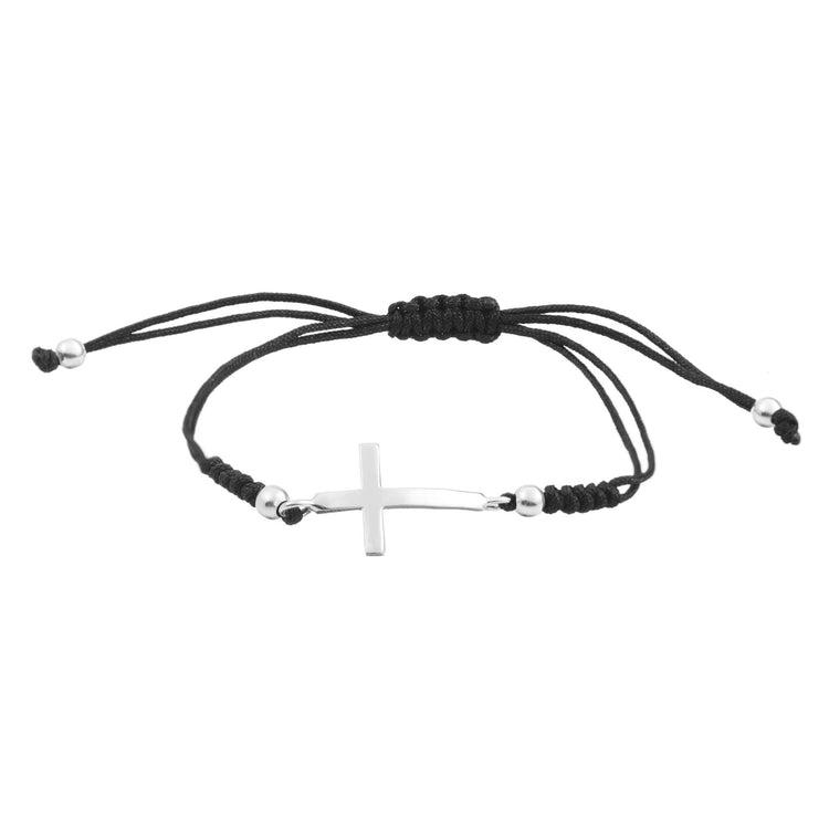 Pulsera de hilo con cruz de plata de plata mexicana