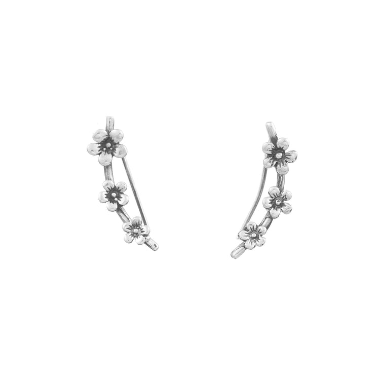 Aretes flores de cerezo de plata