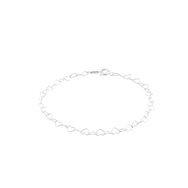 Pulsera contorno corazones mini de plata