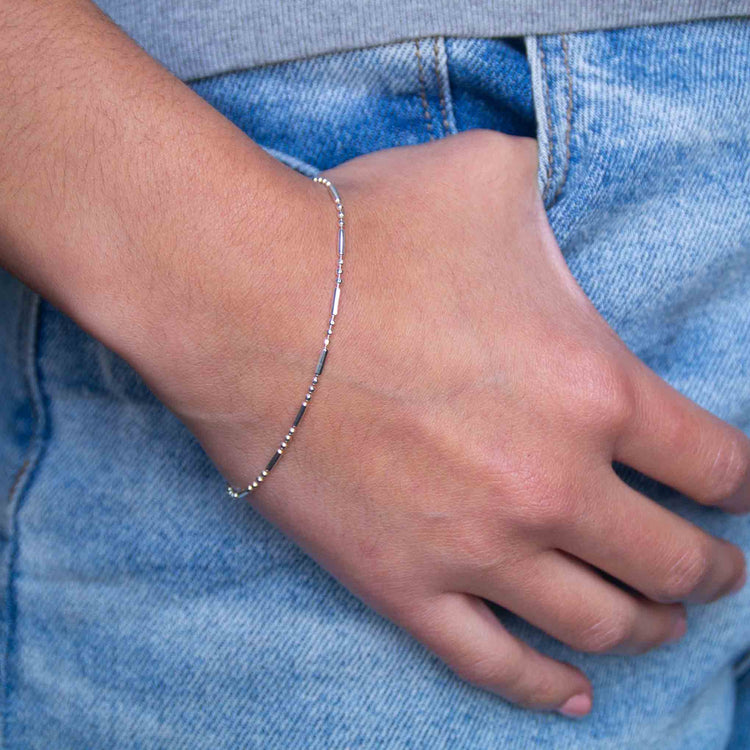 Pulsera línea punto de plata de plata mexicana