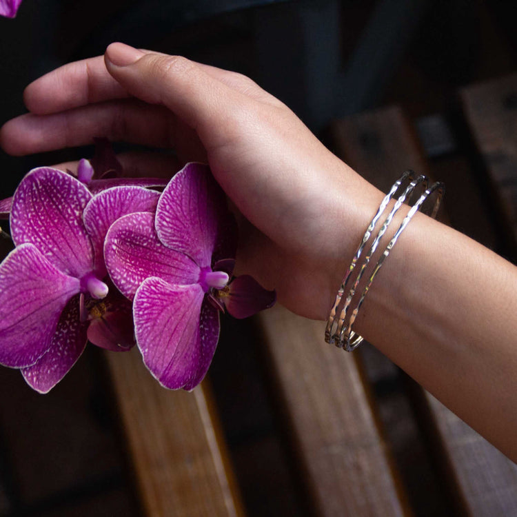 Pulsera fin de semana detalle bamboo de plata de plata mexicana
