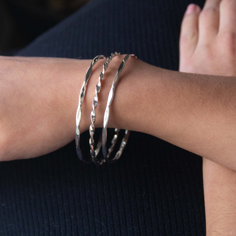 Pulsera fin de semana enroscada de plata de plata mexicana