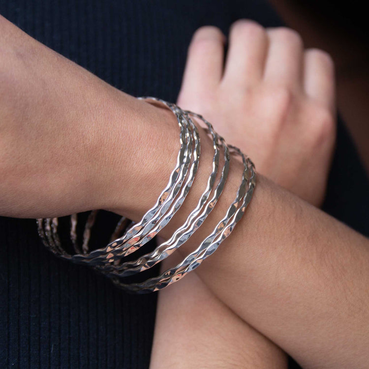 Pulsera semanario ondulada de plata  de plata mexicana