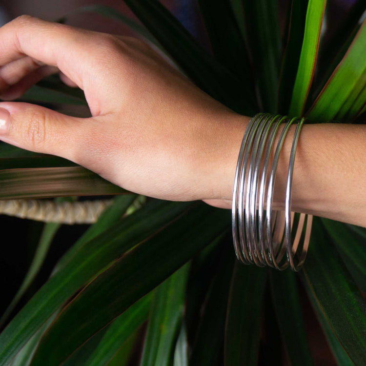 Pulsera semanario lisa de plata de plata mexicana