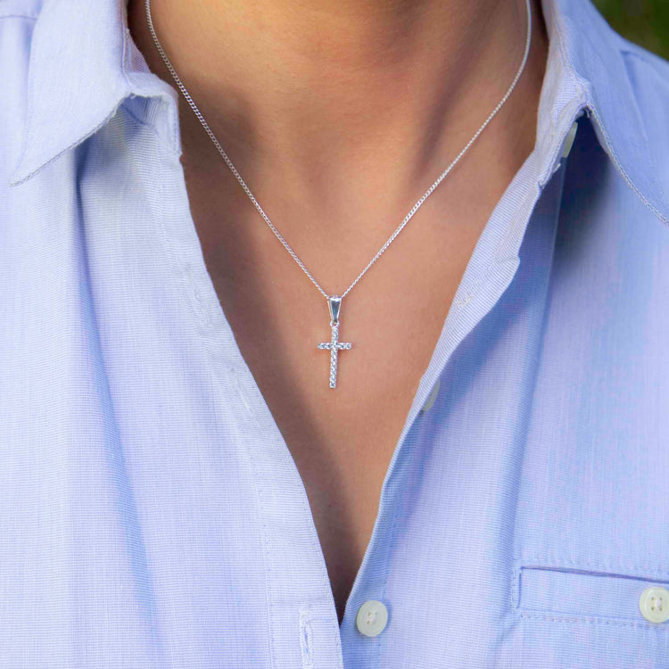 Dije de Cruz con Zirconias de plata mexicana