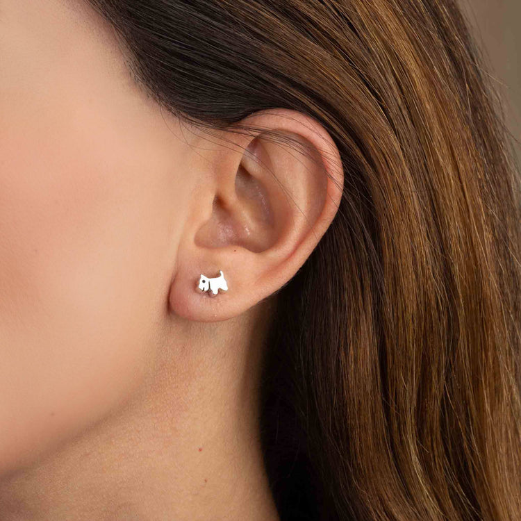 Aretes de perrito mini de plata