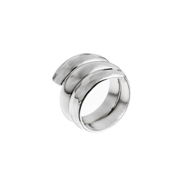 Anillo de Plata Enroscado triple con acabado martillado