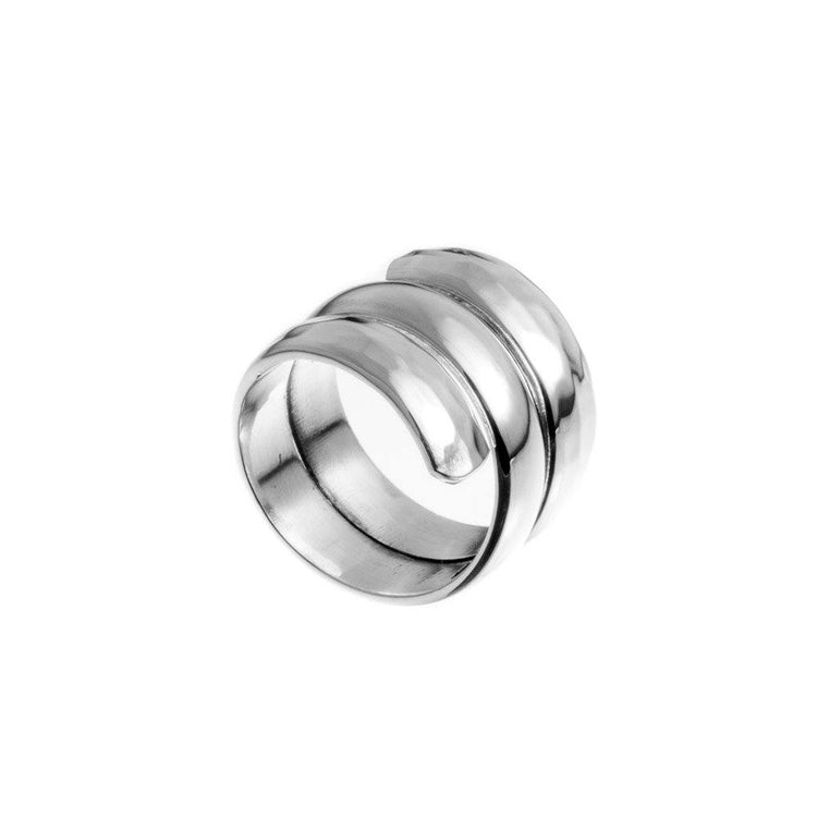 Anillo de Plata Enroscado triple con acabado martillado