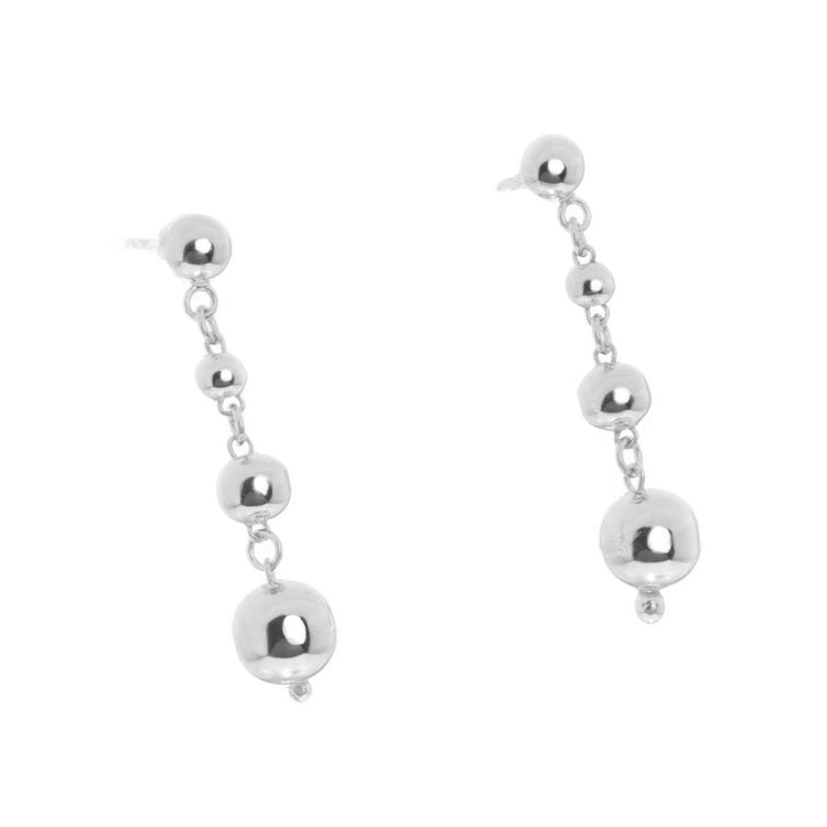 Aretes tira con esferas de Plata