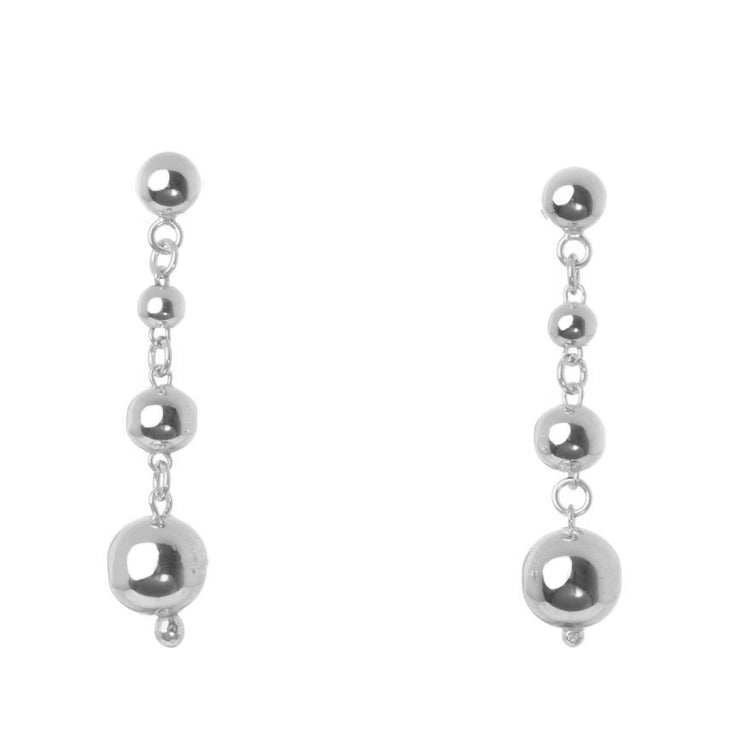 Aretes tira con esferas de Plata