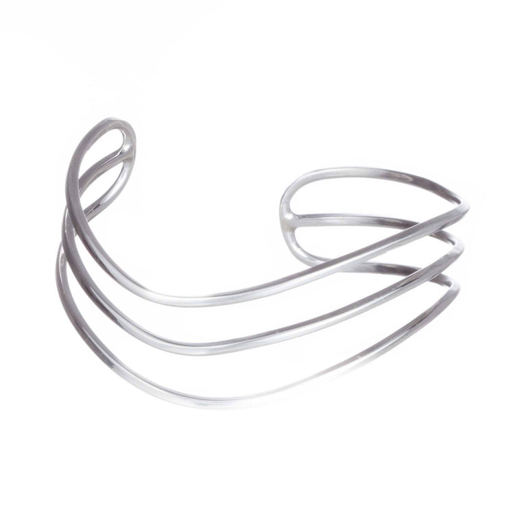 Brazalete 3 lineas ondeadas de Plata