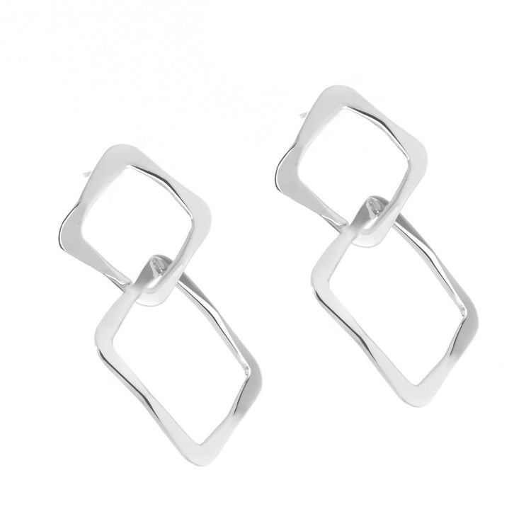 Aretes de cuadros engarzados de Plata