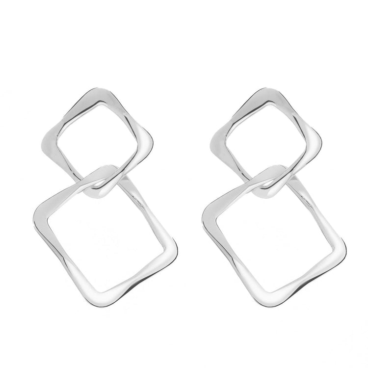 Aretes de cuadros engarzados de Plata