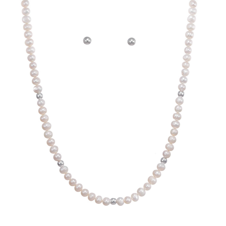 Collar de perlas y aretes de Plata