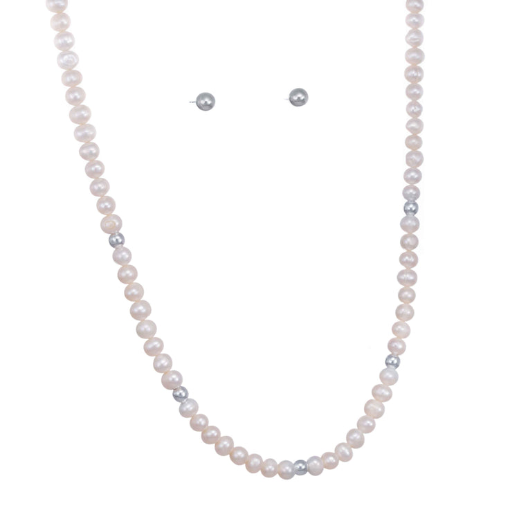 Collar de perlas y aretes de Plata