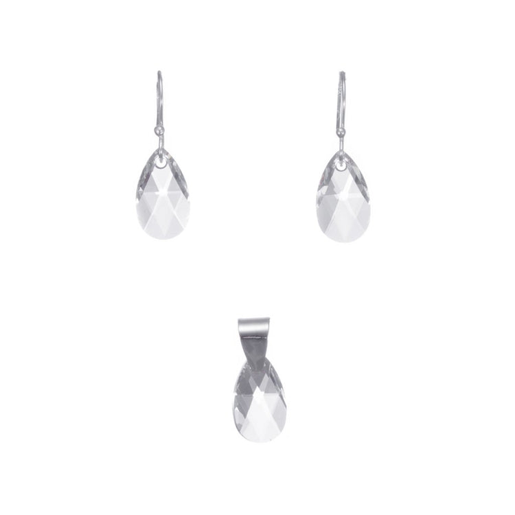 Dije y aretes de gotas con cristal cortado