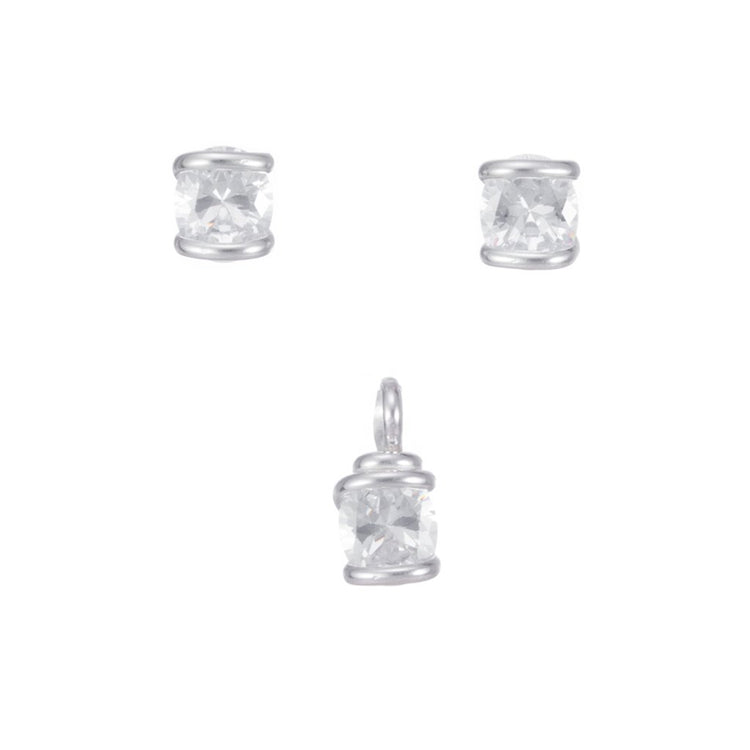 Dije y aretes de zirconias grande engarzados en Plata