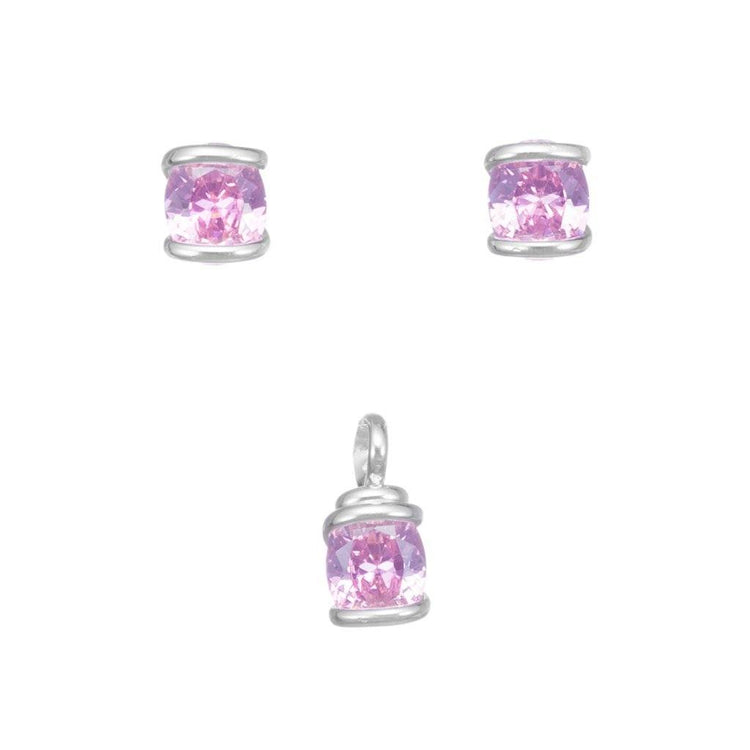 Dije y aretes de zirconias grande engarzados en Plata