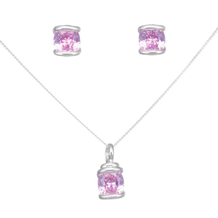 Dije y aretes de zirconias grande engarzados en Plata