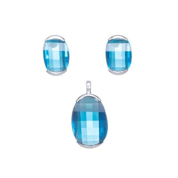 Juego de Plata y cristal ovoide