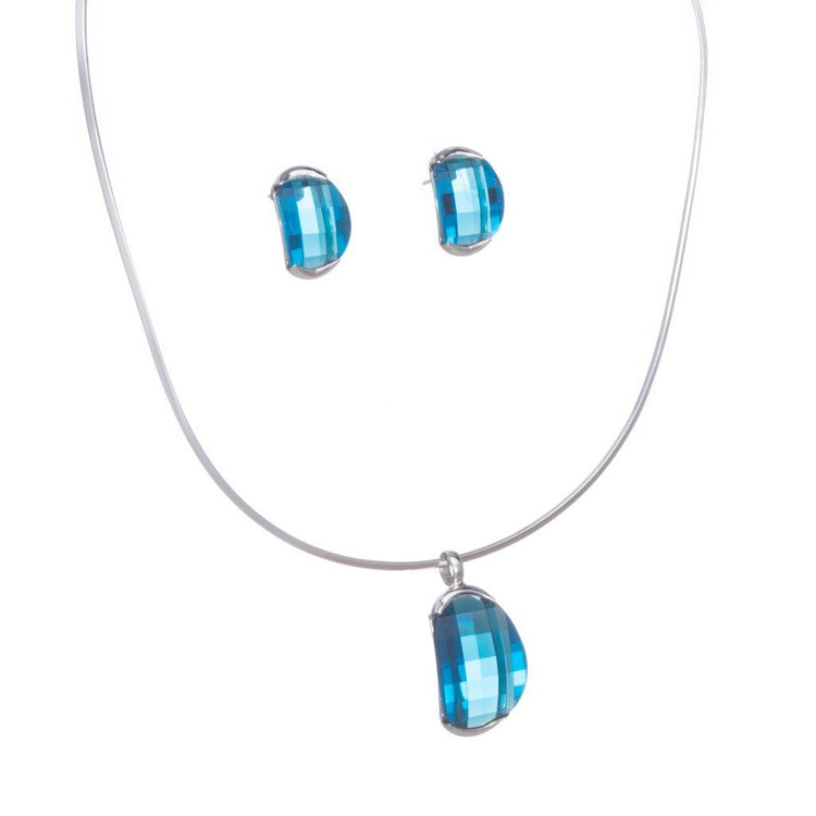 Juego de Plata y cristal ovoide