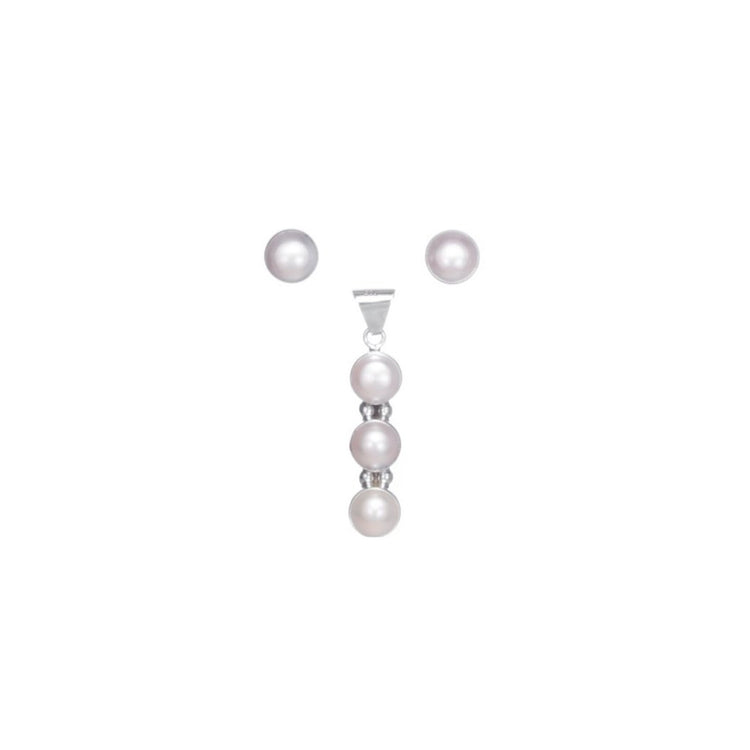 Juego semáforo de Plata con perlas biseladas