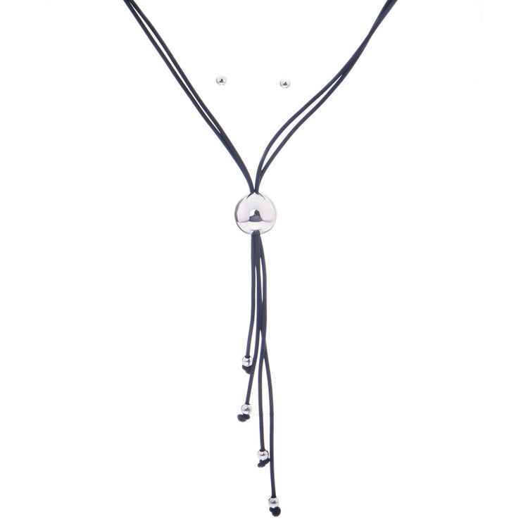 Collar de esferas de plata y caucho