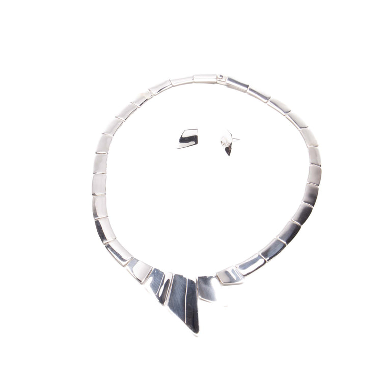 Collar plata picos con aretes de plata mexicana