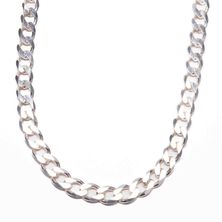 Cadena super gruesa barbada de plata mexicana