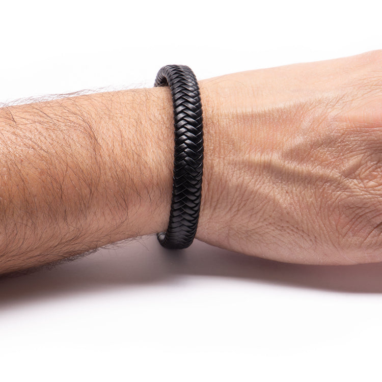 Pulsera de piel con broche de caja de plata mexicana