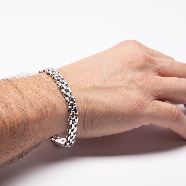 Pulsera hombre tipo hebilla entrelazada de plata mexicana