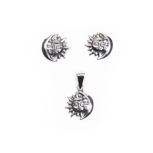 Juego sol y luna de plata mexicana