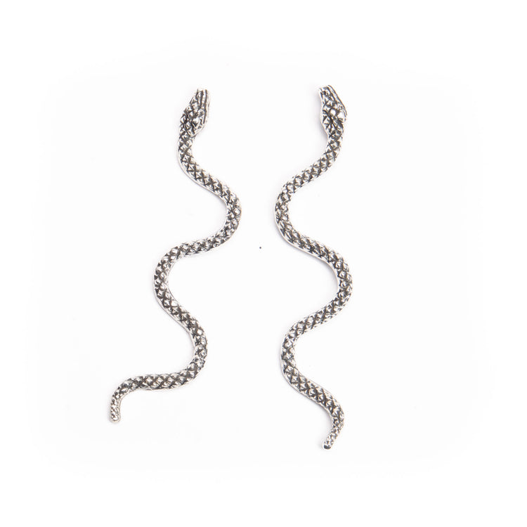 Arete vibora largo de plata mexicana