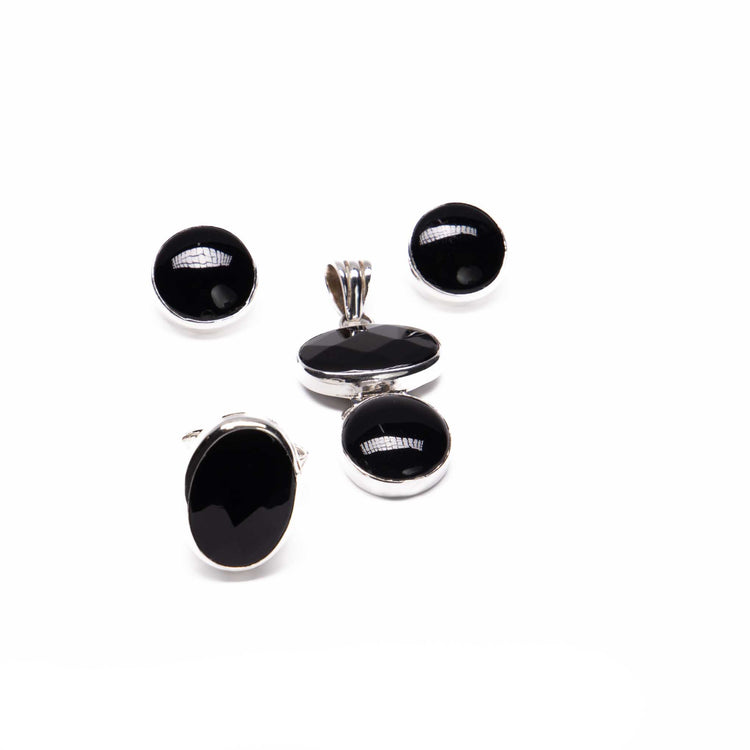 Juego todo de Onix con Anillo de plata mexicana