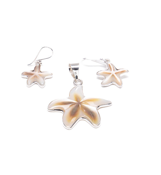 Juego Estrella de Mar Concha Nacar de plata mexicana