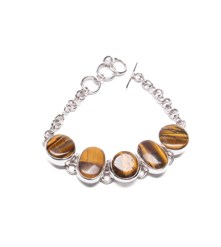 Pulsera Ojo de Tigre de plata mexicana