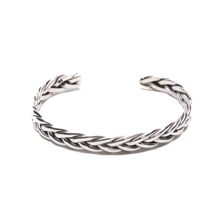 Brazalete Trenzado Liso Liso de plata mexicana