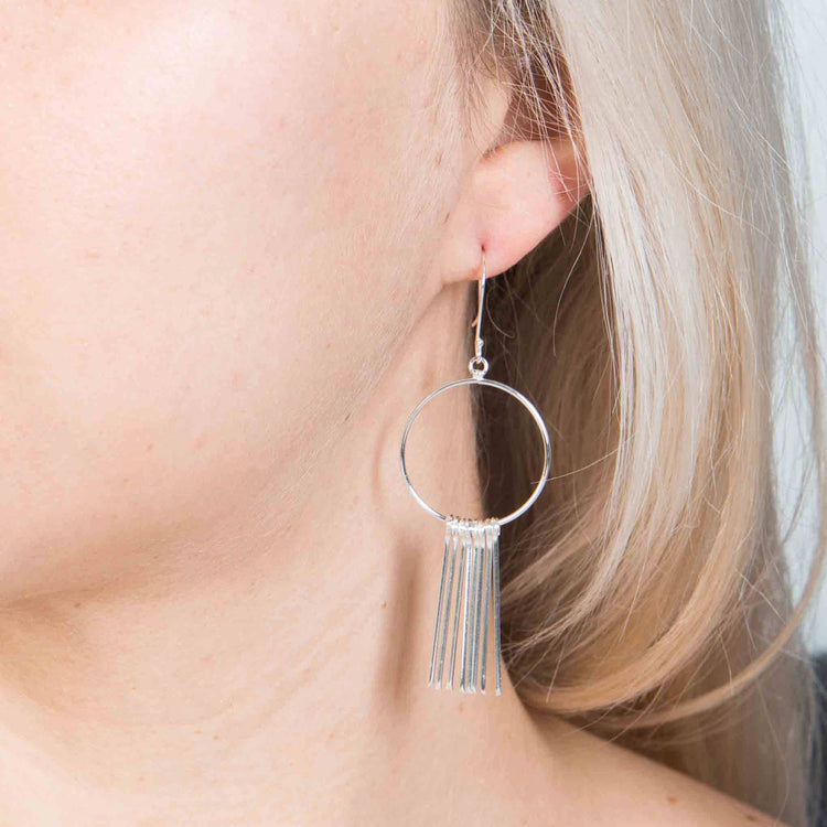 Aretes de Plata aro con faldilla