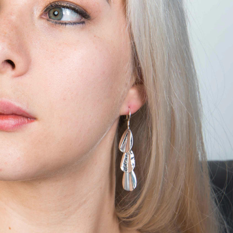 Aretes de Abanico de Plata